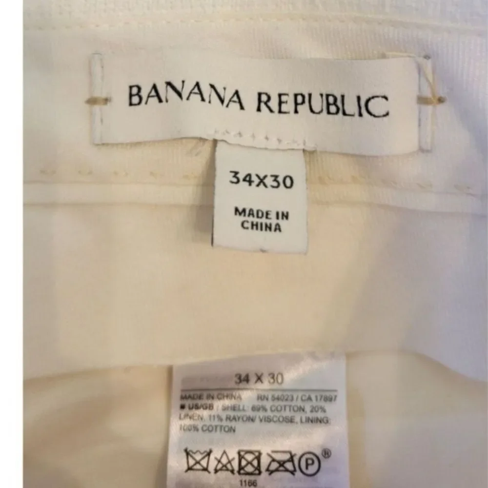 Banana Republic White Linen Blend Trouser Pants